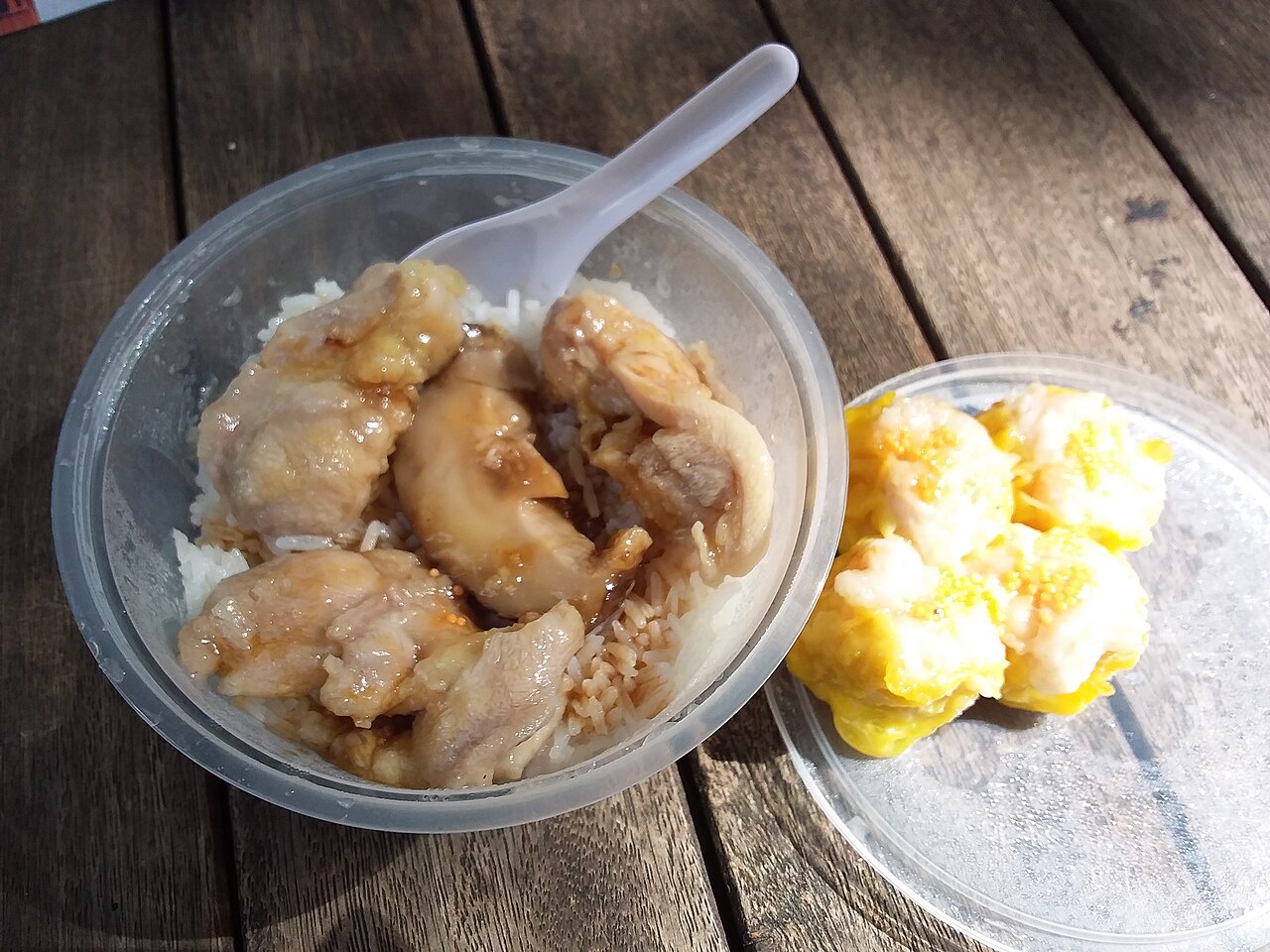 Cantonese steamed chicken with mushrooms dish