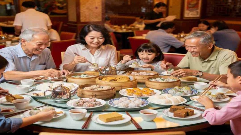 A family gathered around a meal